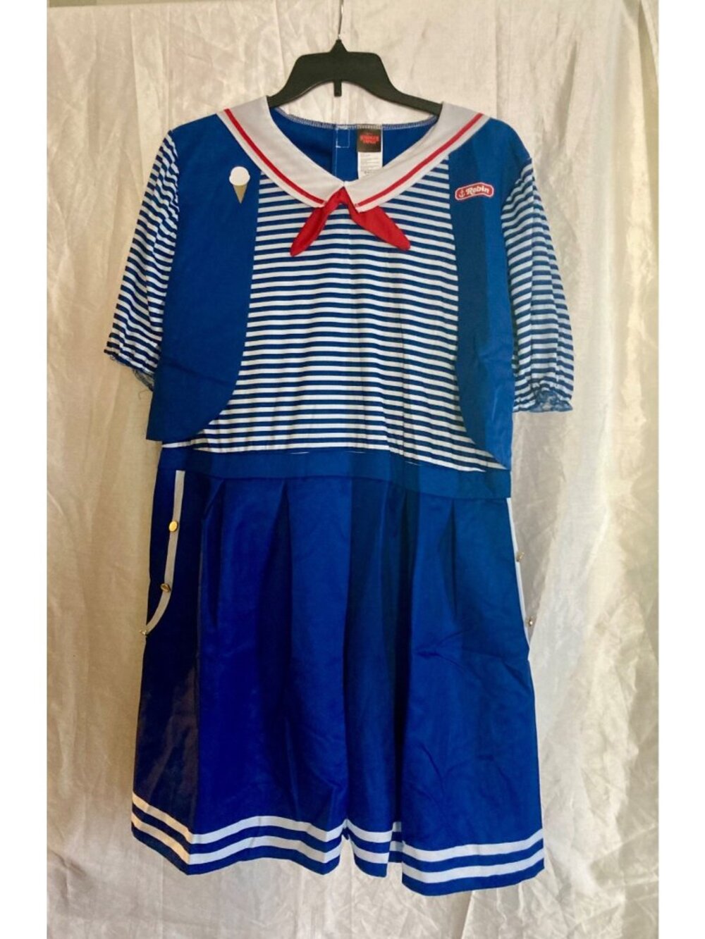 Stranger Things Scoops Ahoy Sailor New XLCostume Blue/White Striped Dress Collar